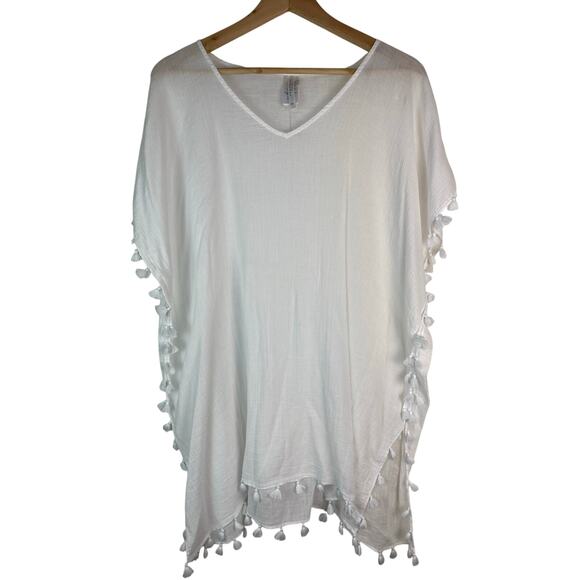 Sea Folly Australia Women's OS White Tassel Gauzy Swim Cover-Up - Picture 1 of 6